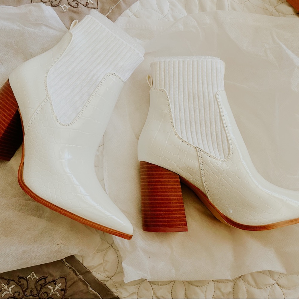 White ankle booties